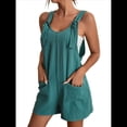 thumbnail image 3 of Cortos de Verano A para Mujer, Casuales Sin Mangas con Bolsillos Verde M, 3 of 8
