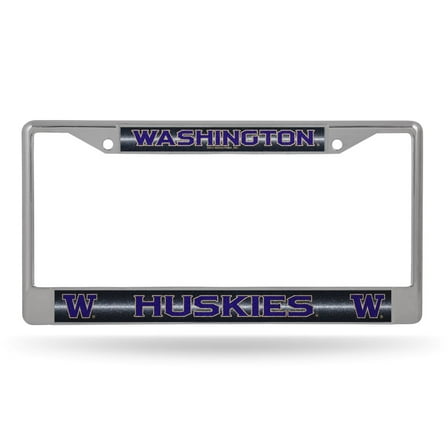 University of Washington Standard Size Chrome License Plate Frame - It Sparkles! - Let's Go!