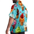 thumbnail image 3 of Ice Cream Men's Casual Poplin Button Down Short Sleeve Shirts for Summer Beach - Unisex, 3 of 6