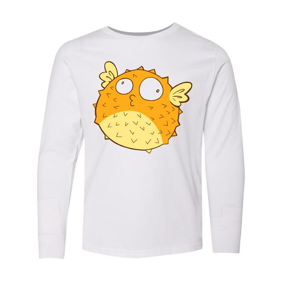 Inktastic Cute Pufferfish Long Sleeve Youth T-Shirt