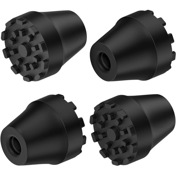 SupreGear 11mm Rubber Trekking Pole Tips, 4-Pack Walking Stick End Caps Replacement for Hiking & Trekking