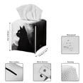 thumbnail image 3 of Psesaysky Stylish Tissue Box Cover Square with Black Cat Design - PU Leather Tissue Boxes Holder Waterproof Decorative Cube Cover for Bathroom and Home, 5.1"X5.1"X5.5", 3 of 7