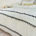 thumbnail image 4 of Move Over White Black Pom Poms Bedding Set Solid Color Pattern White Macrame Black Ball Duvet Cover Set King No Filling, 4 of 8