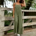 thumbnail image 6 of VBVC Women's Ruffle Hem Wide Leg Overalls , Adjustable Strap Sleeveless Jumpsuit For Women , Ladies' Casual Baggy Romper with Pockets,Army Green,S-3XL, 6 of 9