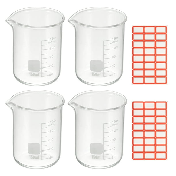 Vaso de Precipitados de 150ml, 4 Vasos de Medición de Borosilicato para Laboratorio y Cocina
