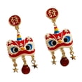 thumbnail image 1 of Pendientes de Año Nuevo,Pendientes de Año Nuevo Chino Pendientes colgantes,Pendientes de danza del león para mujer Vacaciones,Pendientes colgantes de Nochevieja Pendientes festivos,Primavera, 1 of 8
