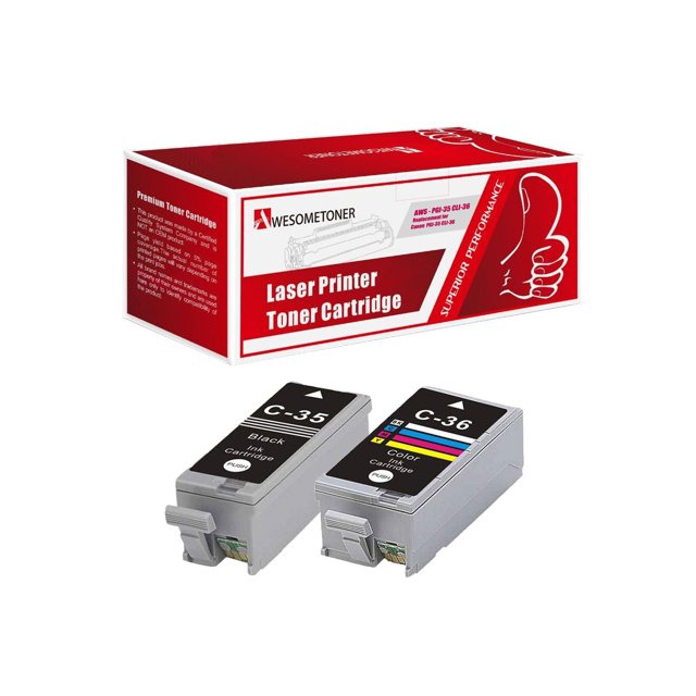 Awesometoner Compatible Inkjet Cartridge Replacement for Canon PGI-35 CLI-36 for Canon PIXMA iP100, PIXMA mini260, 320 (Black, Color, 2-Pack)