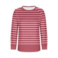 thumbnail image 2 of Striped Shirts for Women Long Sleeve Crewneck Color Block Basic Loose Tops Red S, 2 of 8
