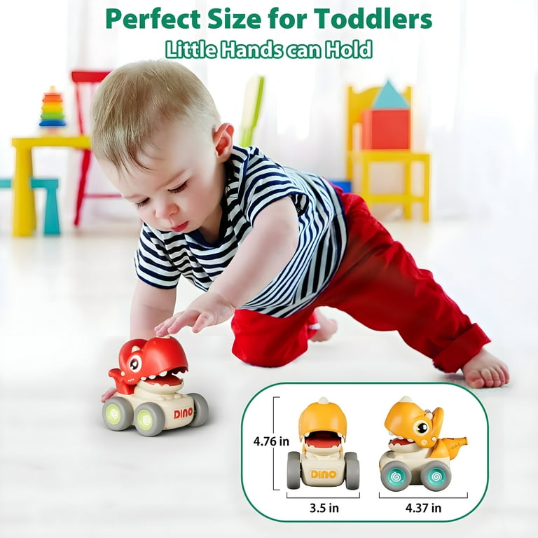 MOONTOY Dinosaur Toy Cars for Year Old Birthday Gift Press Go