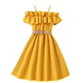 thumbnail image 2 of uublik Dresses for Teens Girls Trendy Size 6-13 Ruffle Trim Sleeveless High Waist Flared Long Cami Dress Yellow, 2 of 3