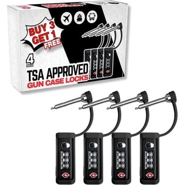 Monoshaft Gun Case Lock (4-Pack) - TSA Approved Black Hardened Steel Combination Padlock for Pelican Vault, VEVOR, Plano, Eylar, Nanuk, MEIJIA & Condition 1 Rifle Cases - Ammo Box Security