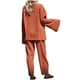 thumbnail image 3 of ICHUANYI Clearance Women's Fashion Casual Solid Color Cardigan+Pants Set Long Sleeve V-Neck Top/Shirt Set(Orange, L) ICHUANYI WER2023081514118, 3 of 7