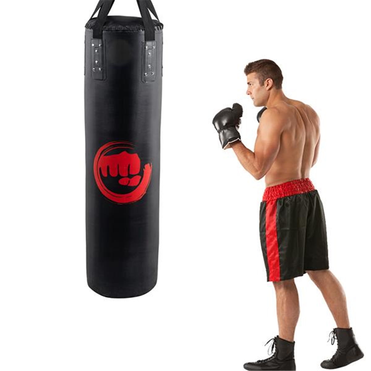 4ft Filled Heavy Kick Boxing Punch Bag Hanging Training MMA Bag with Swivel Chai 