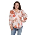 thumbnail image 4 of Women's Plus Size Shirt Printed Lady Long Sleeve V-Neck Loose Fit Blouse Top, 4 of 7