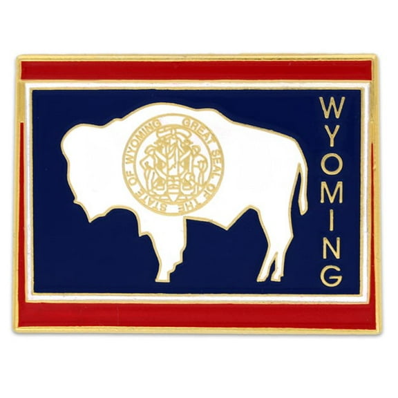 Pack of 3 Wyoming Map Shaped Lapel Pins; Three Tie Pin Badges with military style butterfly clutch on the back