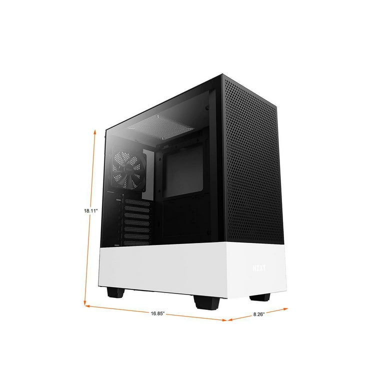 NZXT H510 Flow Matte White - Compact ATX PC Gaming Case - Tempered Glass -  Enhanced Cable Management - Water-Cooling Ready