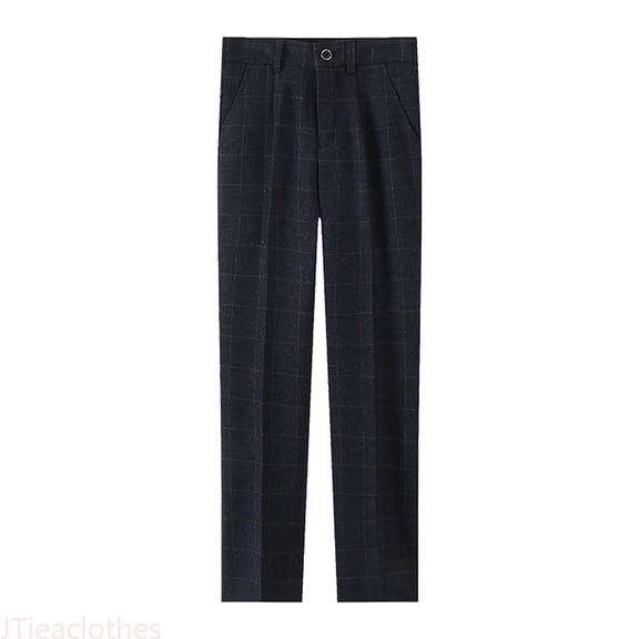 JTieaclothes Boys' Plaid Flat Front Dress Pants Adjustable Waist School Outfits Pants,Boys Pants Sizes 3-4 Years