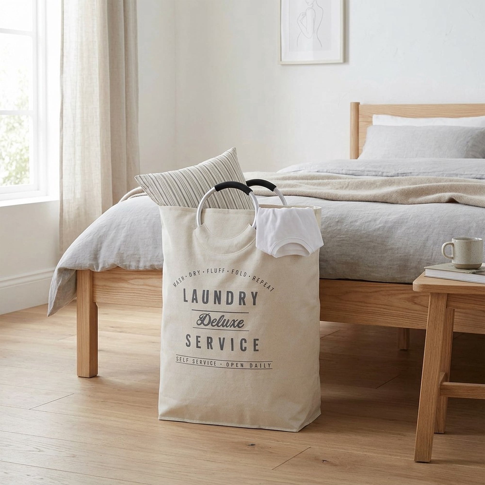 (2 pack) Better Homes & Gardens Laundry Deluxe Service Canvas Tote, Adult, 17 in W x 8.5 in D x 25.25 in H