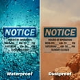 thumbnail image 6 of (2 Pack) Hours Of Operation Mon - Fri ____ Am - ____ OSHA Notice Sign 10 Inch X 7 Inch Indoor / Outdoor Rust-Free Aluminum Metal Signs for Workplace, Workshop, and Construction Site,, 6 of 8