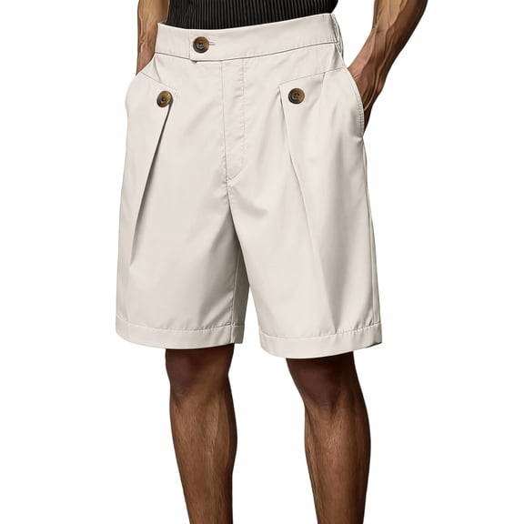 Uwinwear Men's Baggy Wide Leg Casual Shorts Pleated Dress Business Elastic Waist Summer Lightweight Shorts with Pockets