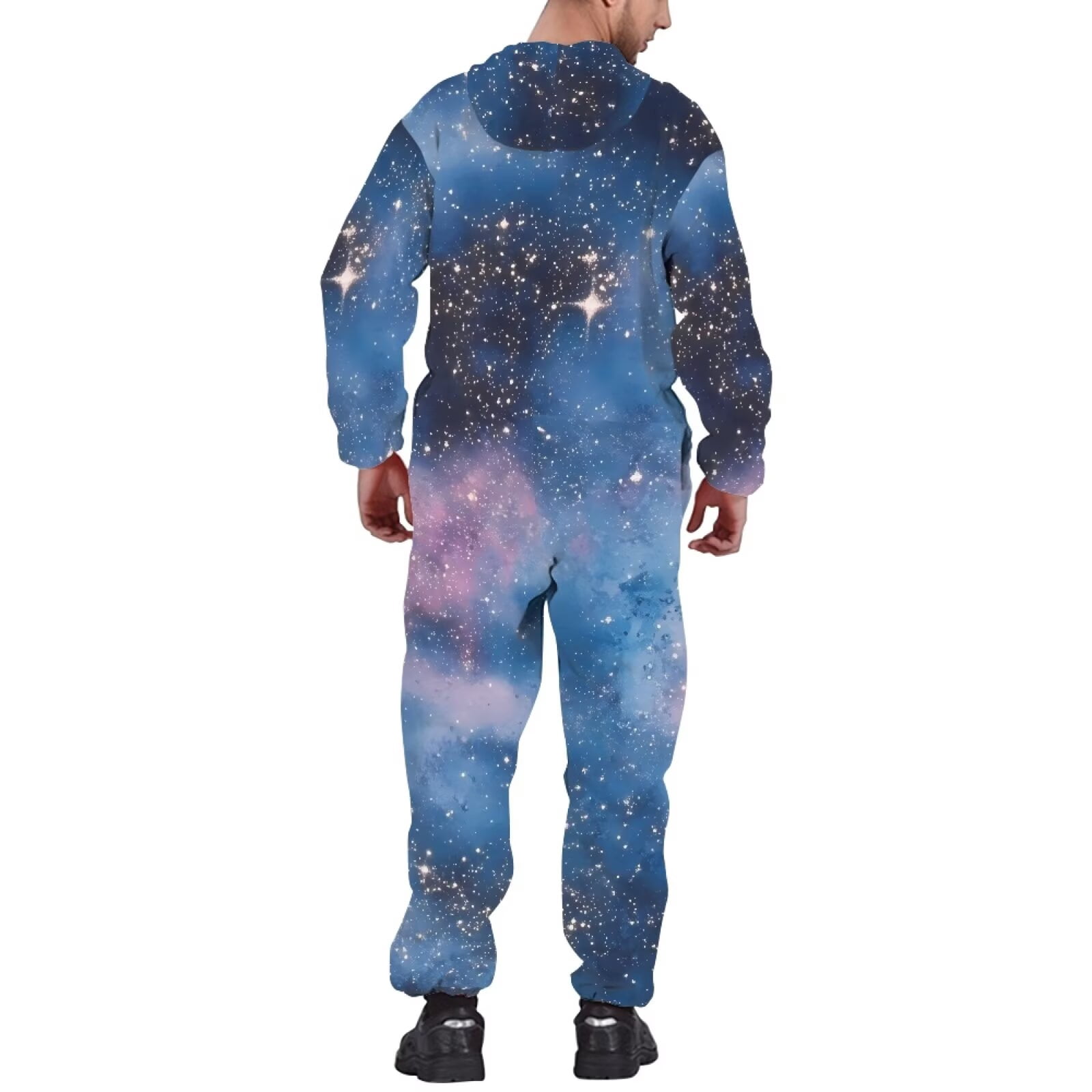 POLERO Men's Novelty One-Piece Pajamas Skull&Pumpkin Pattern Onesie Halloween Costumes Loose Fit Soft Comfortable Sleepsuit for Pajamas Party, Size M