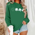 thumbnail image 5 of Avrnliq Womens St. Patrick's Day Clover Print Sweatshirt - Green Crewneck Relaxed Fit,Machine Washable Festive Casual Top,Size M, 5 of 6