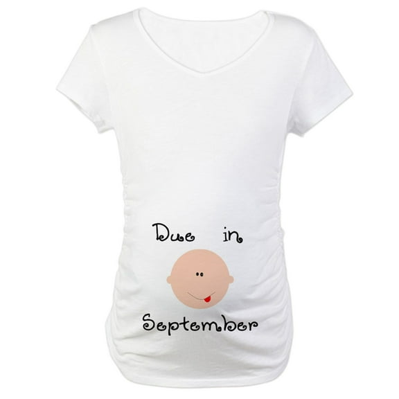CafePress - Due In September Maternity T Shirt - Cotton Maternity T-shirt, Cute & Funny Pregnancy Tee