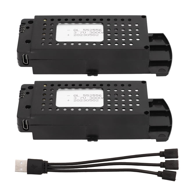 2PCS Batería de Drone 3.7V 3000mAh Batería de Litio Protección de Carga Reemplazo de Batería RC Portátil con Cable 3 en 1 para S6 G6 Drone RC Aviones YUNYI BRAND Deportes