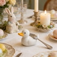thumbnail image 3 of Easter Bunny Ceramic Utensil Holder, 6.42 Inch White Rabbit Fork and Knife Stand for Dining Table, Kitchen Countertop Storage Organizer with Hygienic Design, 3 of 8
