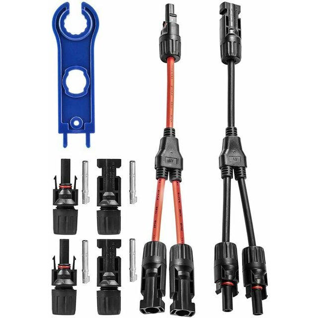 1 par de cables de conexión de panel solar, divisor de cable de panel solar macho hembra de 1 a 2 patas para cable de panel solar fotovoltaico PV