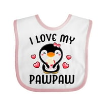 Inktastic I Love My Pawpaw with Cute Penguin and Hearts Girls Baby Bib