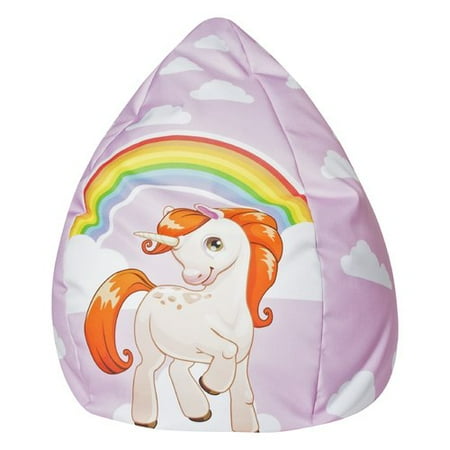 Lifestyle Collection Bean Bag - Gouchee Home Unicorn Collection Contemporary Polyester Upholstered Plush Bean Bag Chair, Unicorn Design