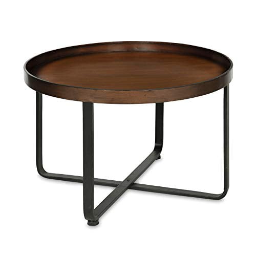 Kate and Laurel Zabel Table Basse Ronde Moderne en Métal avec Base Croisée, Bronze et Noir