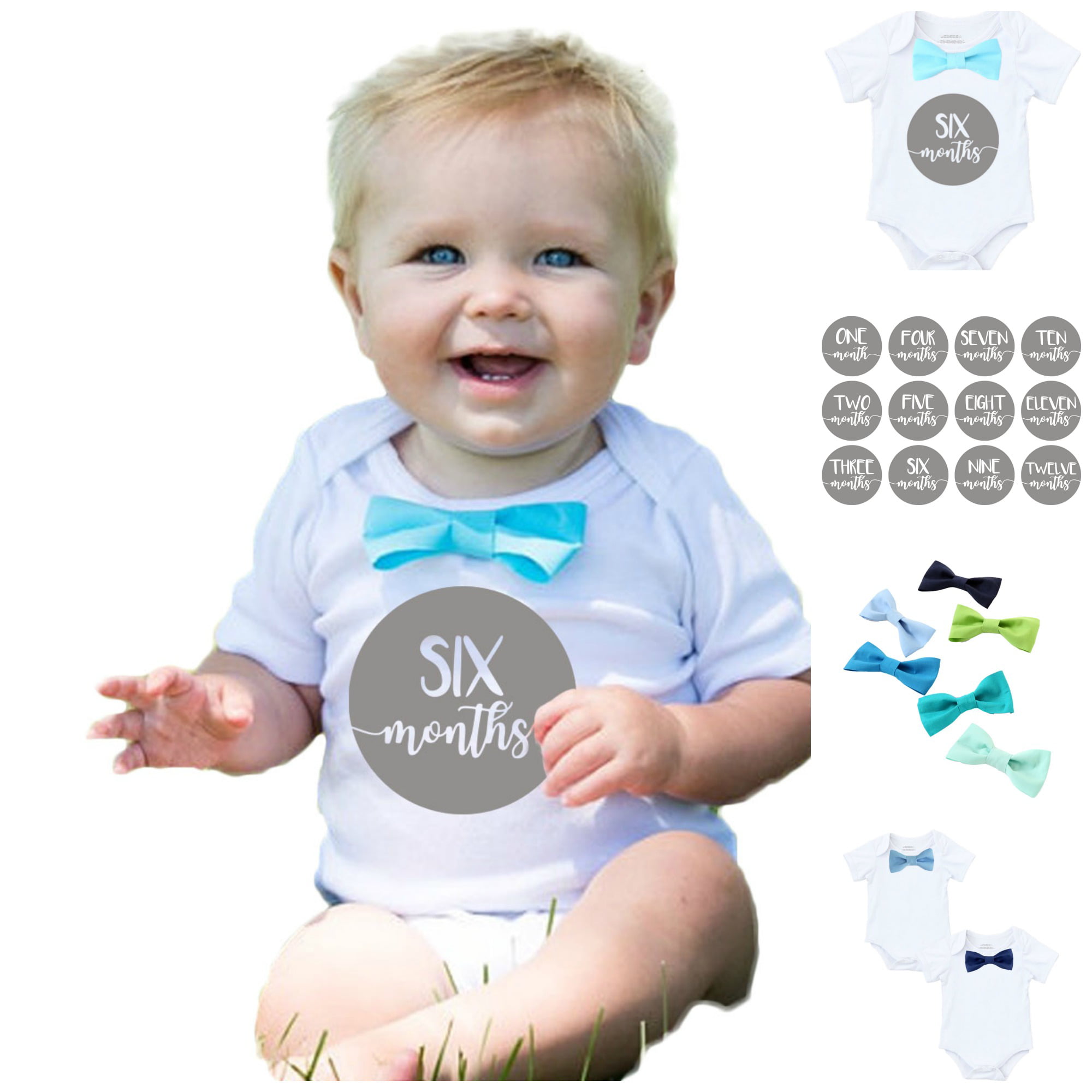 new The Perfect Picture 12 Month Sticker and bib Set boy picture prop 
