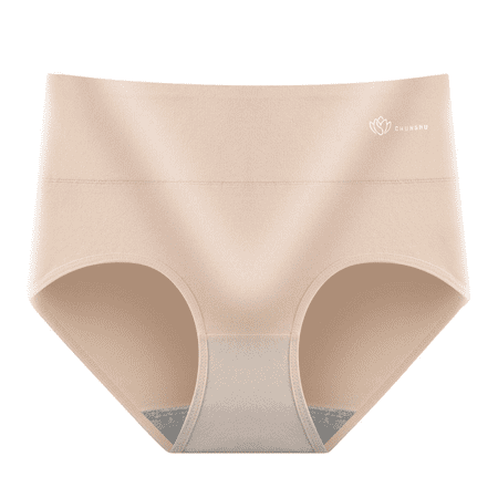 Fulorrnie Underwear for Women Comfort Briefs High Waisted Seamless Panty Sport Stretchable Elastic Waist Breathable Panties Beige M