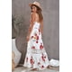 thumbnail image 1 of ABPHQTO Vestido maxi floral blanco con tiras finas y encaje para mujer, 1 of 5