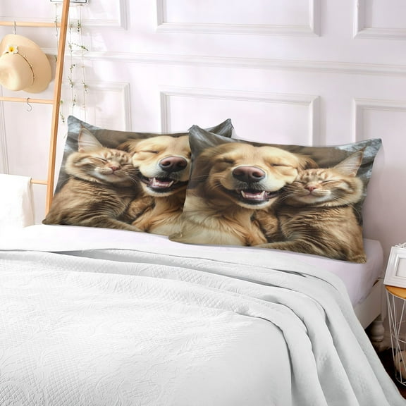 Pillow Case Plush Pillow Cut Cat and Dog Case standard size/King size/Queen size Bed Pillow Pillowcases