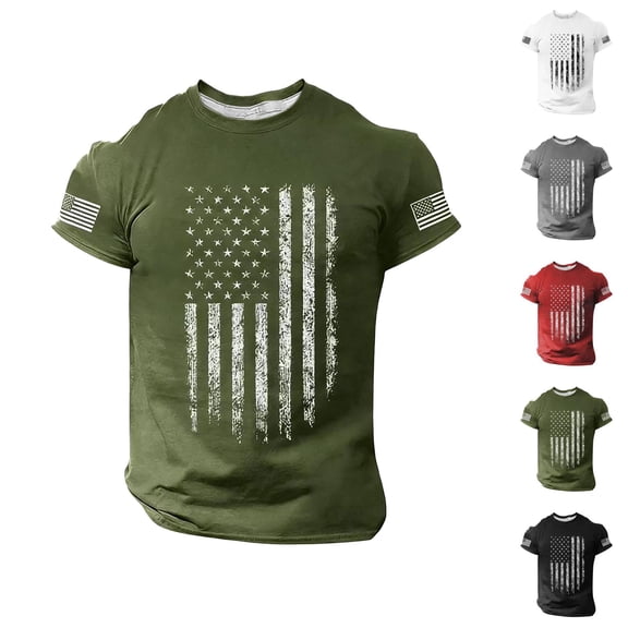Independence Day T Shirts for Men 2026 Summer Casual Short Sleeve Crewneck Us Flag Graphic Tees Patriotic Shirt
