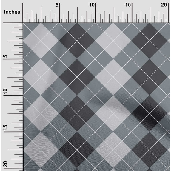 oneOone Cotton Poplin Twill Gray Fabric Argyle Check Sewing Fabric By The Yard Printed Diy Clothing Sewing Supplies 56 Inches Wide