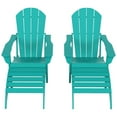 thumbnail image 4 of Polytrends  Laguna Hdpe All Weather Outdoor Patio Foldable Adirondack Chairs With Ottomans (5-Piece Set) Turquoise, 4 of 5