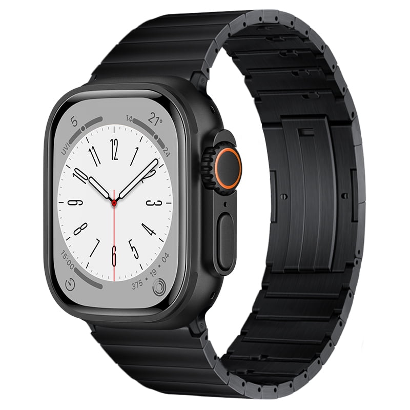 Apple Watch ULTRA 49mm Polished Custom Black Leather Band Classic