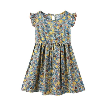 

Wiueurtly Girls Toddler Kids Crew Neck Summer Sleeveless Sundress Casual Beach Floral Prints Party Dress 6x Girls Dresses