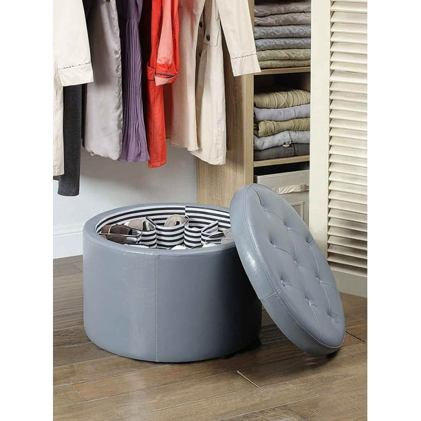 Convenience Concepts Designs4comfort Round Shoe Ottoman Multiple Finishes Com Convenience Concepts Designs4comfort, Round Black Shoe Ottoman Empire
