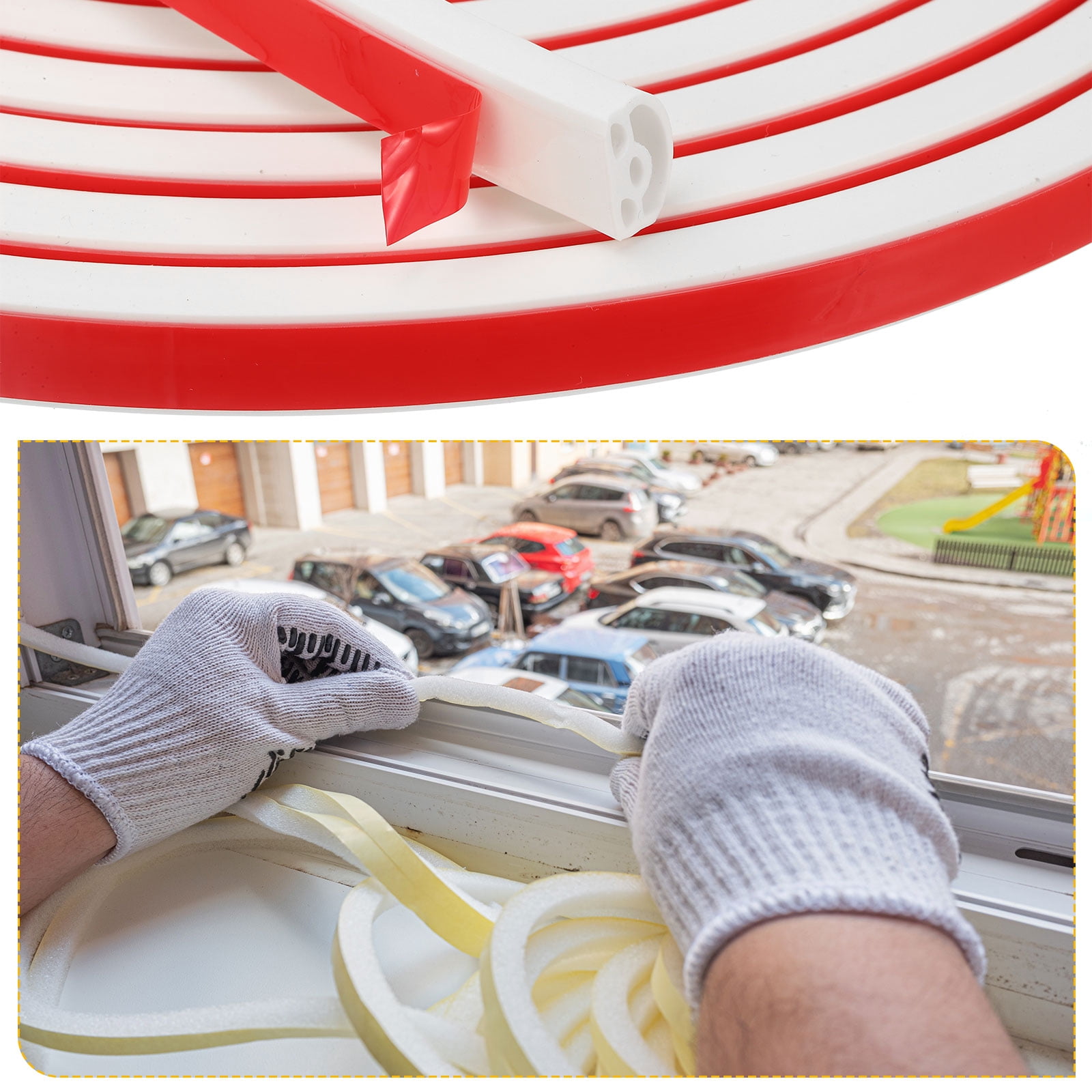 Uxcell 20 ft Silicone Weather Stripping Door Seal Strip, , 0.55" x 0.47", White
