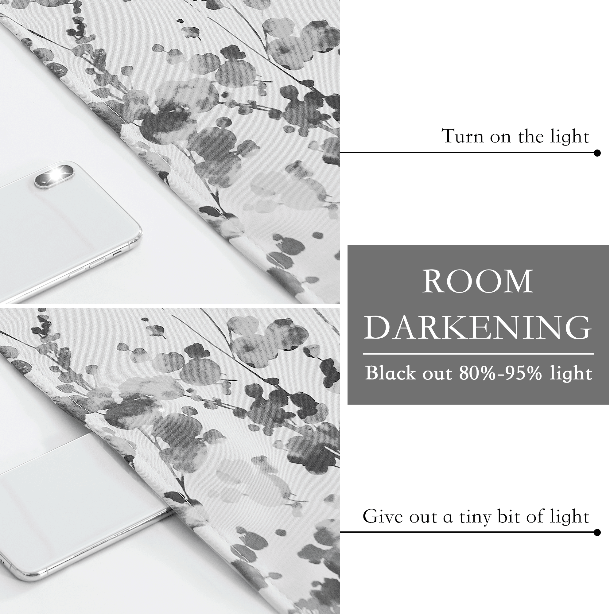 NICETOWN Blackout Curtains for Kitchen, Watercolor Dots Painting Light Blocking Curtains Thermal Insulated Privacy Drapes for Bedroom, Grey, 52"x63", 2 Panels