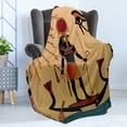thumbnail image 4 of Egyptian Print Soft Flannel Fleece Throw Blanket, Sun Old Egyptian Timeless Grace Antique Tradition Illustration, Cozy Plush for Indoor and Outdoor Use, 60" x 80", Multicolor, by Ambesonne, 4 of 5