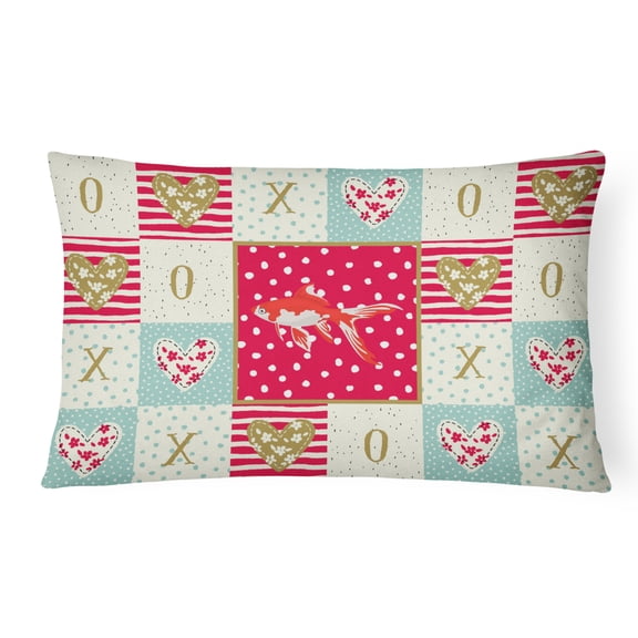 Carolines Treasures CK5472PW1216 Comet Goldfish Love Canvas Fabric Decorative Pillow, Red, 12H x16W, multicolor
