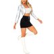 thumbnail image 2 of Chaqueta metálica holográfica brillante de manga larga con solapa para mujeres INSPIRE CHIC S Plata, 2 of 5