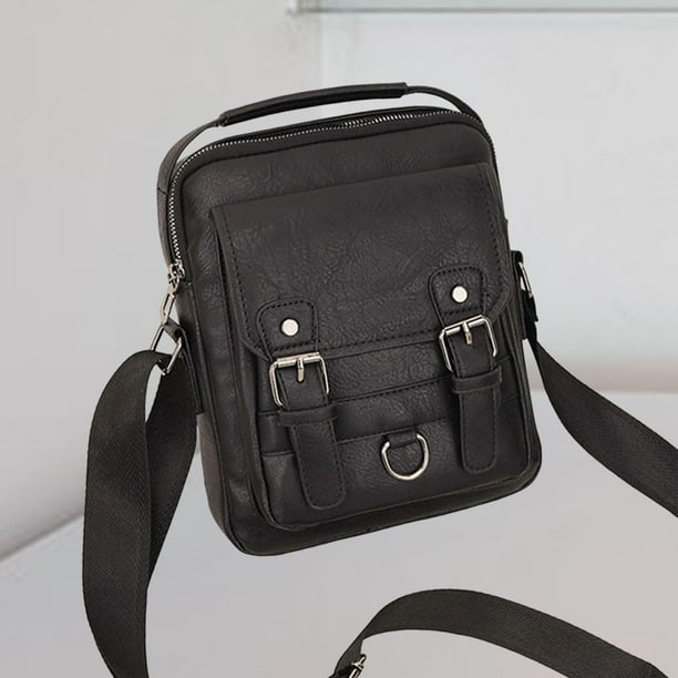 Bolso de hombro para hombre con cremallera, bolso cruzado para viajar, deportes al aire libre, hombres y mujeres Negro