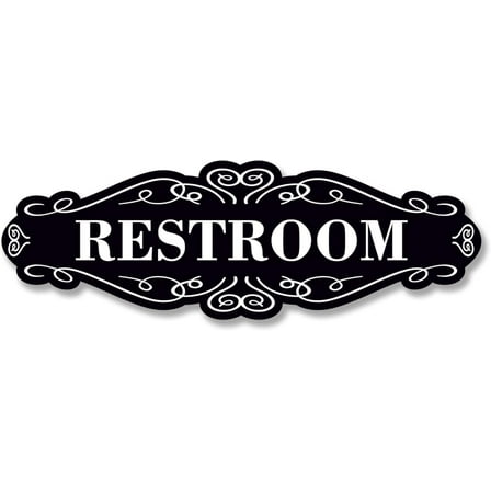Dimarongton Restroom Sign for Door - 9x3 Dibond Self-Adhesive Unisex Bathroom Sign, Black